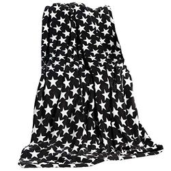 CelinaTex Fluffy Cuddly Blanket 150 x 200 cm Black Sofa Couch Blanket Soft Stars Microfibre Fleece Oeko-Tex Moonlight