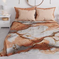 PETTI Artigiani Italiani Sprei voor tweepersoonsbed, lente en zomer, lichte deken voor tweepersoonsbed, zalmmarmer, 100% Made in Italy