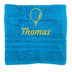 Asciugamano personalizzato con nome splendidamente ricamato Asciugamano da bagno Asciugamano in cotone 100% Asciugamano da bagno con nome (100 x 50 cm, Palloncino)