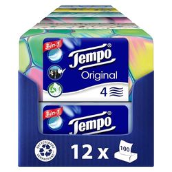 Tempo Fazzoletti originali Duo-Box – Confezione risparmio – 12 scatole, 100 panni per scatola – extra forti e morbidi fazzoletti di carta, lavabili in lavatrice