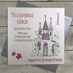 WHITE COTTON CARDS Code xgl2-n Grand Château de Princesse à Un Superbe Nièce 2,5 cm Fait Main fiary Conte 1ère Carte d'anniversaire