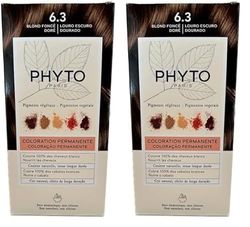 Phyto Color Kit 6.3 Biondo Scuro Dorato Colorazione Permanente senza Ammoniaca, 100% Copertura Capelli Bianchi (Confezione da 2)