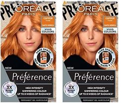 L'Oréal Paris Permanent Hair Colour, Long-Lasting Shine and Intense Colour, For up to 8 Weeks, Preference Vivids (Colorista), Copper 7.43, x2 pack