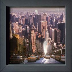 Internationell grafik Gerahmte vykort – MA?LO/M-L VAREILLES –"Univers urbains New York" – 16 x 16 cm – ram med antracitfärg