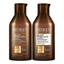 REDKEN All Soft Mega Curls Shampoo and Conditioner Duo 300ml, for Intense Nourishment and Hydration for Curly and Coily Hair