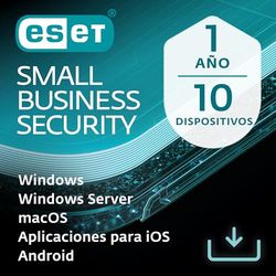 ESET Small Business Security | 10 dispositivos | 1 año | Antivirus, banca segura, navegación segura, gestor de contraseñas, VPN, datos seguros, servidor protegido | Descarga digital