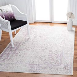 Safavieh Tapis de Sol Vieilli pour Salon, Salle à Manger, Chambre à Coucher - Adirondack Collection, Tapis à Poil Court, Violet et Ivoire, 155 X 229 Cm