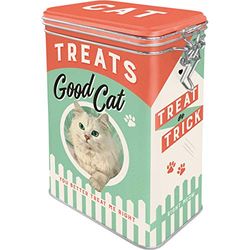 Nostalgic-Art Contenitori retrò Cat Treats Good Boy – Idea Regalo per Proprietari di Gatti, con Coperchio Salva Aroma, Design Vintage, 1,3 l