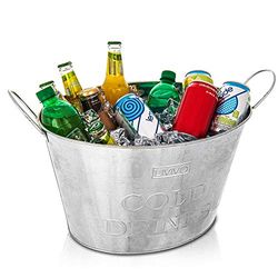 LIVIVO Galvanised Steel 24L Drinks Ice Cool Bucket with Handles - Great for Parties, BBQs and Bars Cooling Bottles, Cans of Beer or Soft Drinks
