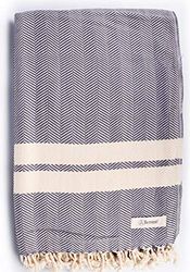 Bersuse 100% Bomull - Herringbone XXL Stor Turkisk Handduk - Antracit