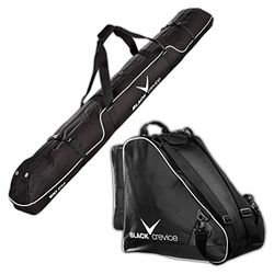 Black Crevice Set de Sacs de Ski I Set Combi I Robustes 600D/PVC I avec bandoulière I Sac de Ski : 180x20x20cm I Sac de Chaussures de Ski : 43x27x42cm