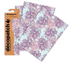 Decopatch C760O - 1 busta da 3 fogli di carta stampata 30x40 cm, Peonie