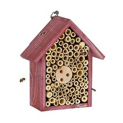 Relaxdays Maison à Insectes, hôtel à Insectes, à Suspendre, Non-traité, coléoptères, HxLxP : 20x17x8,5 cm, Bois, Rouge
