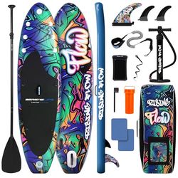 SereneLife Opblaasbaar Stand-Up Paddleboard - Antislip SUP Paddle Board met Peddel, Pomp, Leash en Accessoires - voor Volwassenen en Jeugd