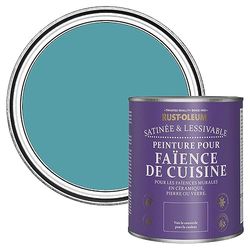 Rust-Oleum Peinture Bleue Résistante à l'eau pour Faïence de Cuisine, Finition Satinée - Pétrole 750ml