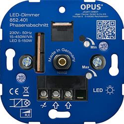OPUS® - Dimmer rotante per lampadine LED e a risparmio energetico, taglio fase, Watt 7-110 VA/LED 3-35 W