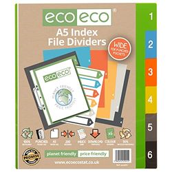 eco-eco A5 50% Riciclata Set 6 divisori Index File Ampi