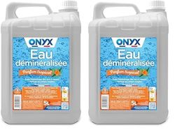Onyx - Eau Déminéralisée - Fer à Repasser, Lisseur à Vapeur, Décolleuse à Papier Peint, Auto - 100% d’Ingrédients d’Origine Naturelle - Fabrication Française - 5L - Parfum Tropical (Lot de 2)