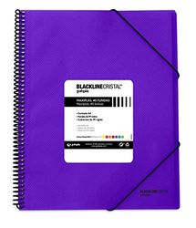 Grafoplás 39834235 Folder Polypropylene with 40 Pockets A4 Purple Spiral Bound Rubber Closure Maxiplás Blackline Glass