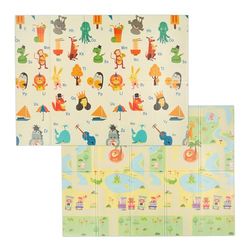 Relaxdays Foldable Playmat, Animals ABC, Non-Toxic, 200 x 150 cm, XPE Foam, Baby & Child Crawling Mat, Multicoloured
