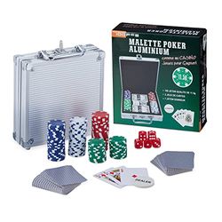 Relaxdays Valigetta da Poker, 100 Chips senza Valore, 2 Mazzi di Carte, 5 Dadi, Dealer, Pokerset, Richiudibile, Argento