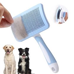 Vinabo Brosse Autonettoyante pour Chiens et Chats, Peigne de Toilettage avec Épilation en Un Clic, Enlever 95% des Poils Morts - Bleu