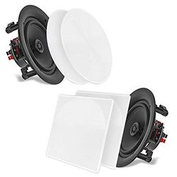 Pyle - Diffusori da soffitto per home theater, altoparlanti da parete, montaggio a incasso, 250 Watt, 2 vie, coppia (PDIC86)