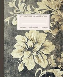 Composition Notebook College Ruled: Vintage Beige Floral Botanical Design | Elegant Journal for School, Office, and Work