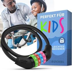 Büchel Anti-roubo de bicicleta para crianças I colorido e sem chave I anti-roubo de bicicleta com combinação, acessórios para bicicletas para crianças, antirroubo de bicicleta para crianças | preto