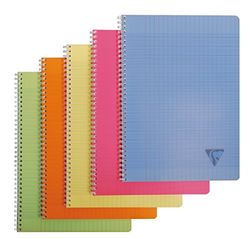 Clairefontaine 328116C - Linicolor Fresh Collectie Spiraalschrift - A4 21x29,7cm - 180 grote ruiten pagina's - 90g wit papier - Transparante polypropyleen kaft - Willekeurige kleuren