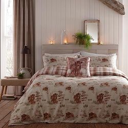 Dreams & Drapes Lodge - Hanson Highland Cow - Set copripiumino in cotone spazzolato, per letto super king size, colore: terracotta