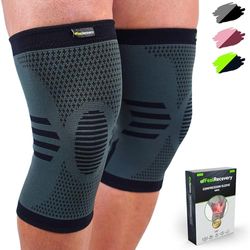 2 Kniebraces voor Damen & Heren - Kniebandages voor Hardlopen, Sport & Wandelen - Kniebraces Ziekenhuis voor Artrose & Meniscus - Ademend & Anti-slip (Zwart, M)