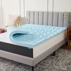 LUCID Surmatelas en Mousse à mémoire de Forme infusée de Gel - 7,6 cm - 5 Zones de Confort pour soulager la Pression - Mousse certifiée CertiPUR-US - Lit Double XL