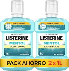 Listerine Płukanie jamy ustnej Mentol, Miękki smak, 1000 ml x 2