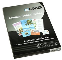Plásticos de laminación LMG LMGA4-125L A4, 228 x 303 mm, 2 de 125 micras para plastificar con 4 agujeros, 100 piezas