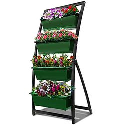 Outland Living 15 cm upphöjd trädgårdssäng – vertikal trädgård fristående förhöjd planterare med 4 behållare lådor – bra för uteplats eller balkong inomhus och utomhus – perfekt för att odla grönsaker