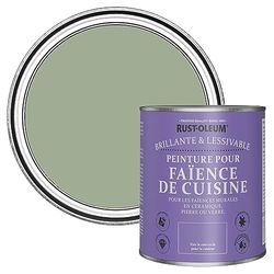 Rust-Oleum Peinture Verte Résistante à l'eau pour Faïence de Cuisine, Finition Brillante - Vert Khaki 750ml