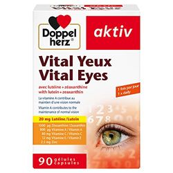 Doppelherz, Vital Yeux, Complément alimentaire vision et santé des yeux, Lutéine & Zéaxanthine + Vitamines et Zinc, Pour le maintien d'une vision normale, 90 capsules