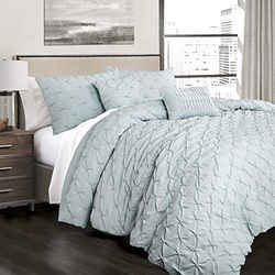 Lush Decor Ravello Pintuck, Poliestere, Blu, Queen