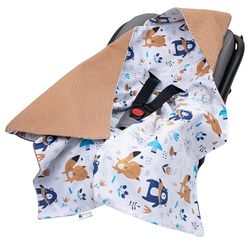 Medi Partners Couverture enveloppante 100% Coton Waffle 85x85cm Multifonction bébé Poussette Hiver Une Capuche Douce et Moelleuse pour landaus