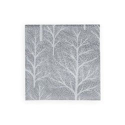 Lot de 20 serviettes à cocktail Motif arbres d'hiver Argenté/blanc