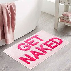 Zeeinx Get Naked - Alfombra de baño de Microfibra Antideslizante, Divertida decoración de baño para apartamento, Alfombra de baño Rosa para bañera y Ducha, Lavable a máquina, 20 x 32 Pulgadas