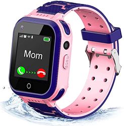 4G barnsmartwatch IP67 vattentät barnklocka med GPS-position, kamera, SOS, samtal, stegräknare, pekskärm, videochatt smart klocka för pojkar och flickor (rosa T3)
