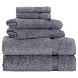 BERIBO Set di asciugamani turchi, 100% cotone (comfort), 6 pezzi, 620 g/m² (grigio)