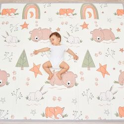 Tapis D'éveil Bébé Pliable Epais Réversible 180x200x1.5cm - Tapis De Jeu pour Enfant Bebe - Tapi De Sol XXL Mousse - Espace De Motricité Favorisant Le Développement Sensoriel - Cadeau Naissance Bébé