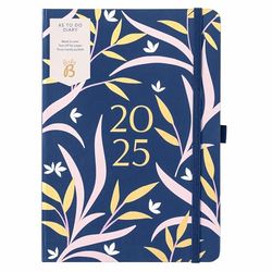Busy B 2025 Diary - A5 Weekly Planner with To-Do Lists & Notes Pages – Work, School, Office Navy Floral Journal - Week-to-View Layout, 3 Pockets & Year Planner