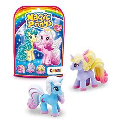 CRAZE MAGIC PONYS, Bellissimi Pony da collezionare, Giocattoli per bambina, 1 da 18 diverse figure di pony, senza microplastiche, Figure assortiti