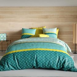 atelier du coton Funda nórdica de 240 x 220 cm Malphite + 2 Fundas de Almohada de algodón de 57 Hilos