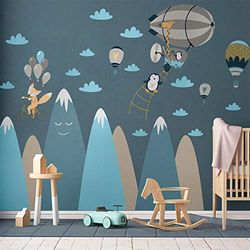 Adesivo da parete per bambini, decorazione gigante, stile scandinavo, per camera da letto dei bambini e animali in viaggio, 65 x 120 cm