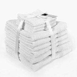 Dreamscene Ensemble cadeau de luxe Serviette de bain Bale, coton, Blanc, Lot de 10